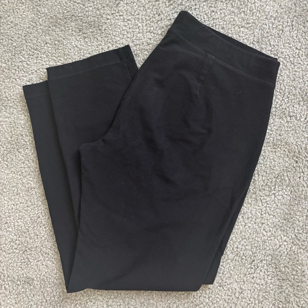 VGUC Eileen Fisher Textured Black Pull-On Cropped Pants | Size Medium